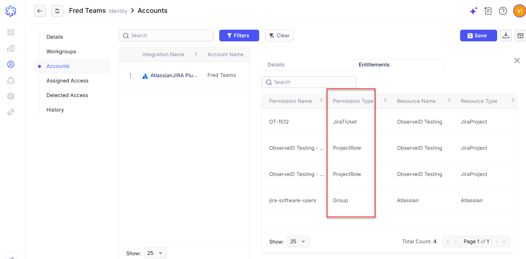 Atlassian account view