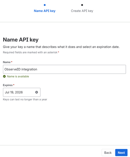 API key name and expiration API key name and expiration