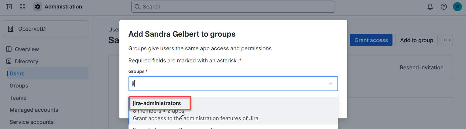 Select jira-administrators Select jira-administrators