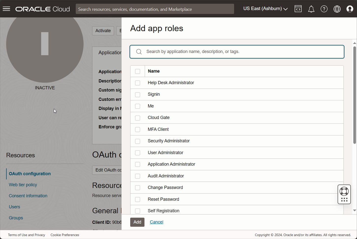 Add app roles popup Add app roles popup
