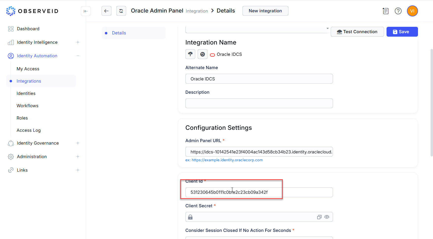 Client ID field Client ID field