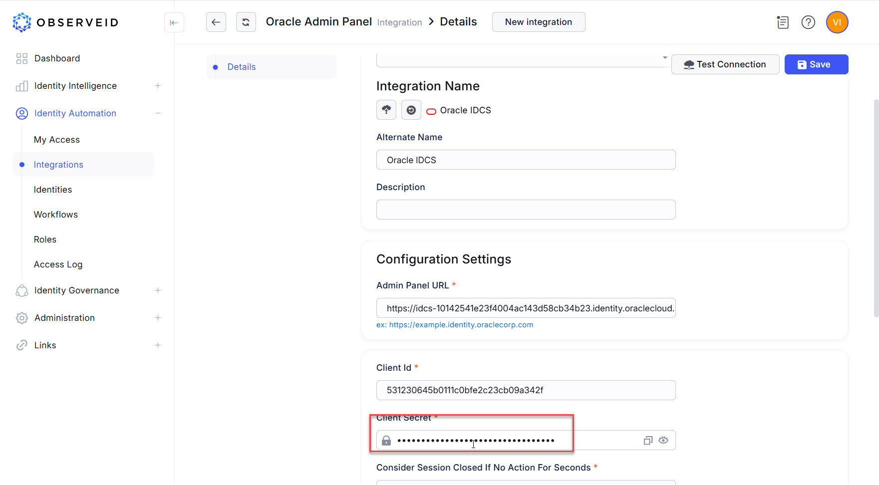 Client Secret field Client Secret field
