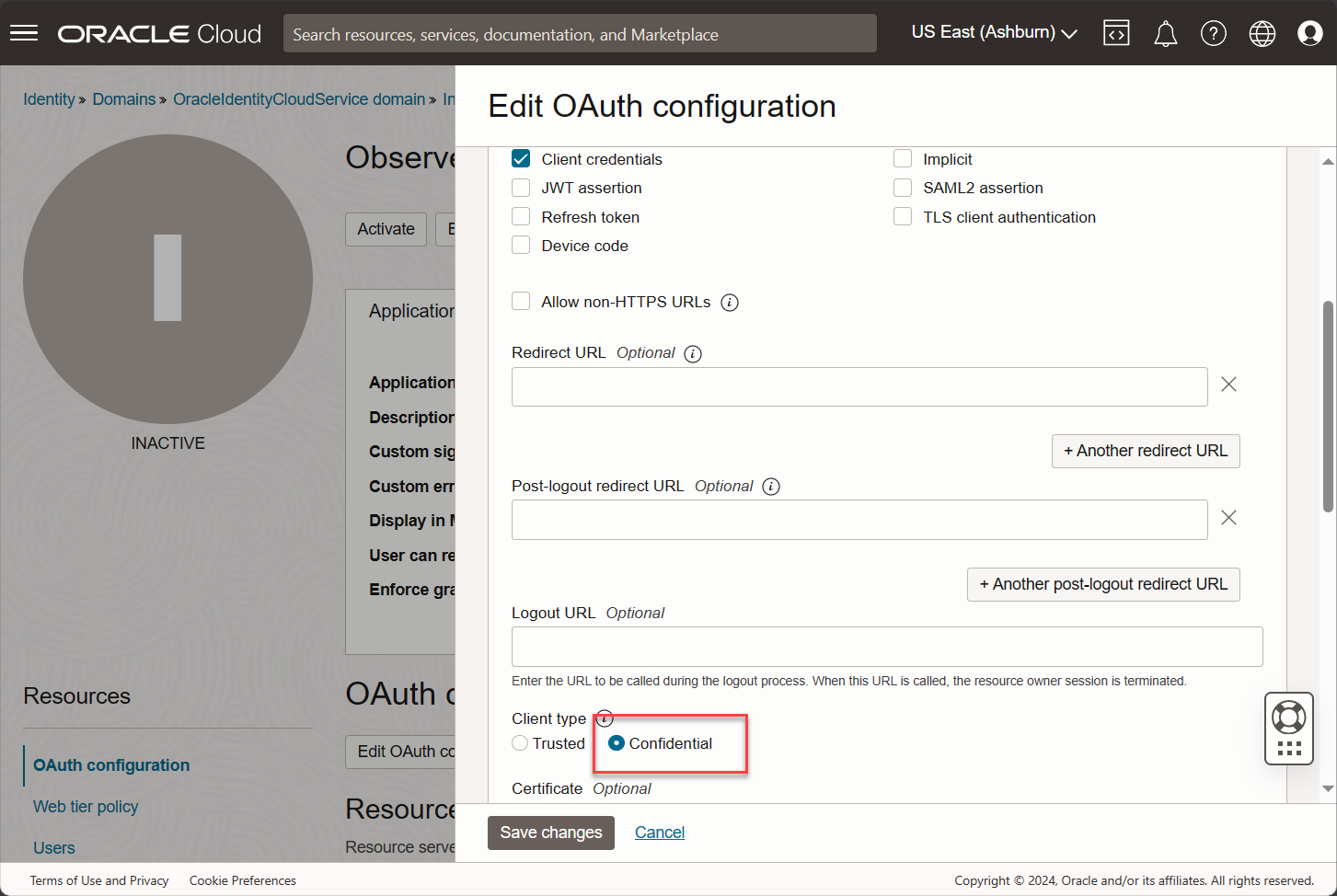 Confidential client type Confidential client type