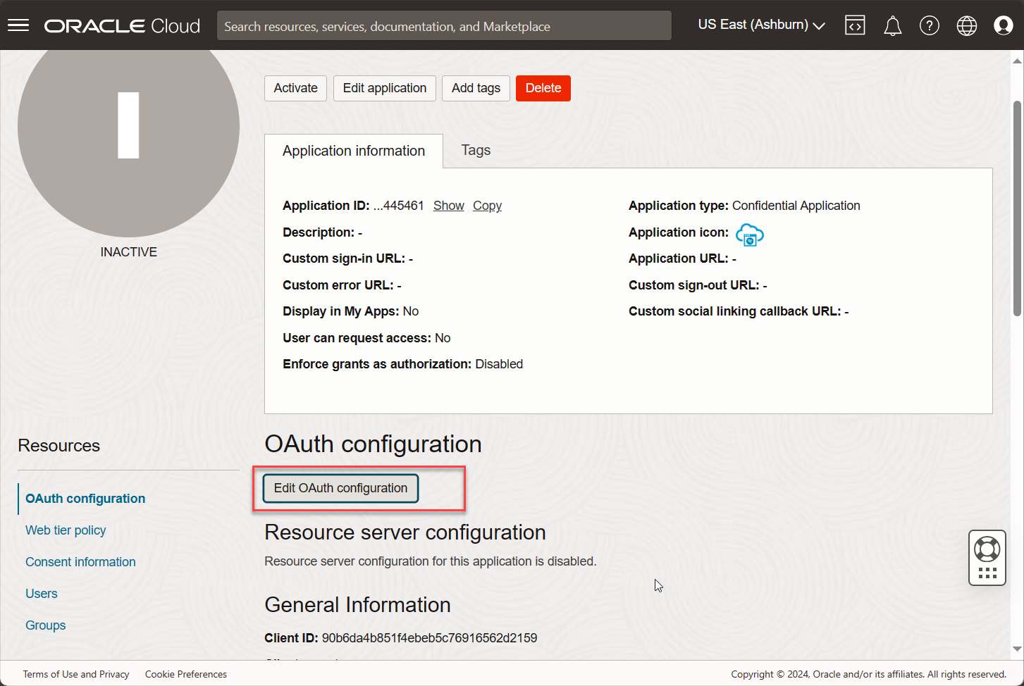 Edit OAuth configuration Edit OAuth configuration