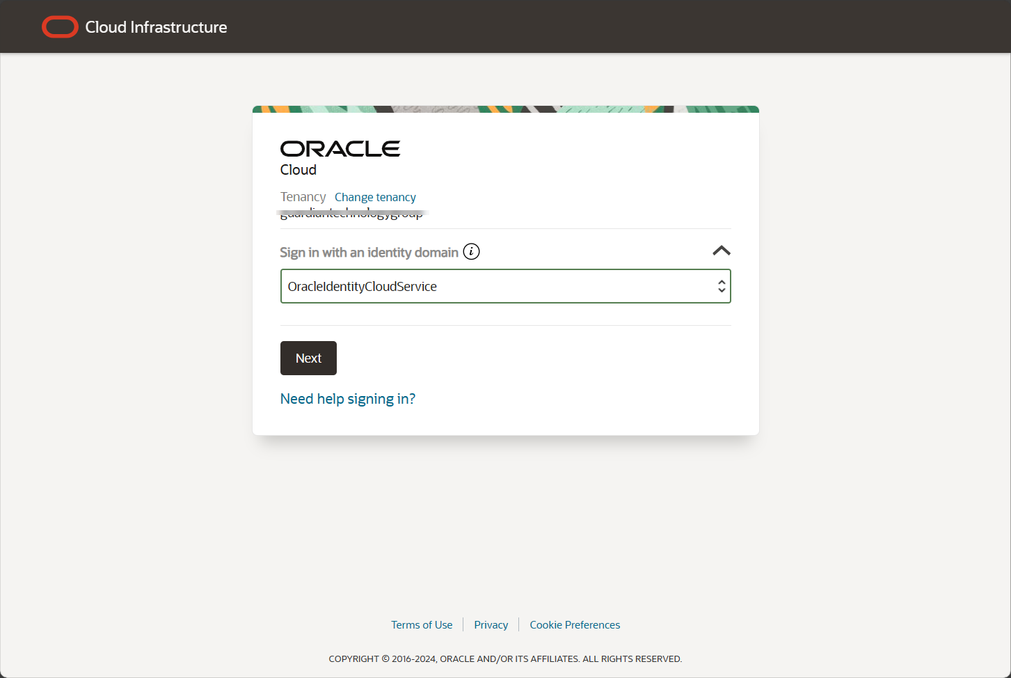Sign in with an identity domain Sign in with an identity domain