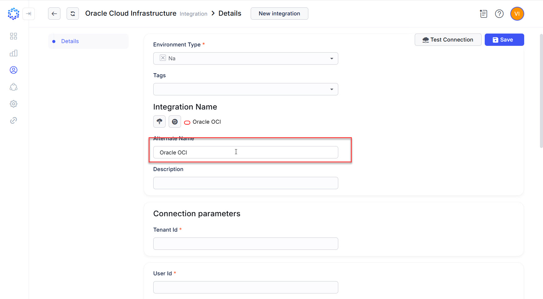 Name for the new Oracle Cloud Infrastructure integration