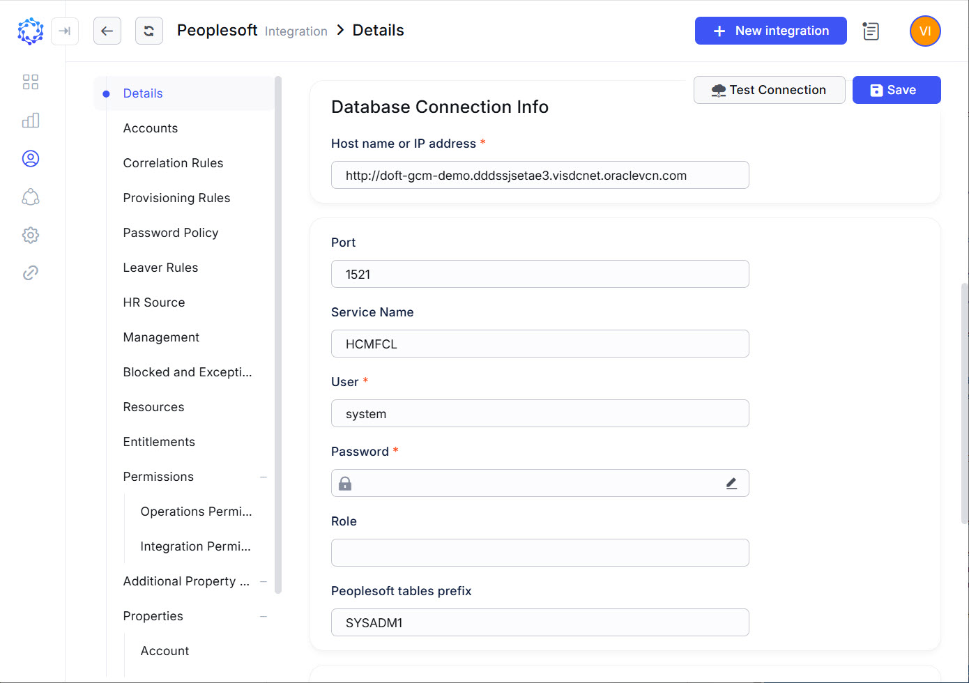 Peoplesoft integration config