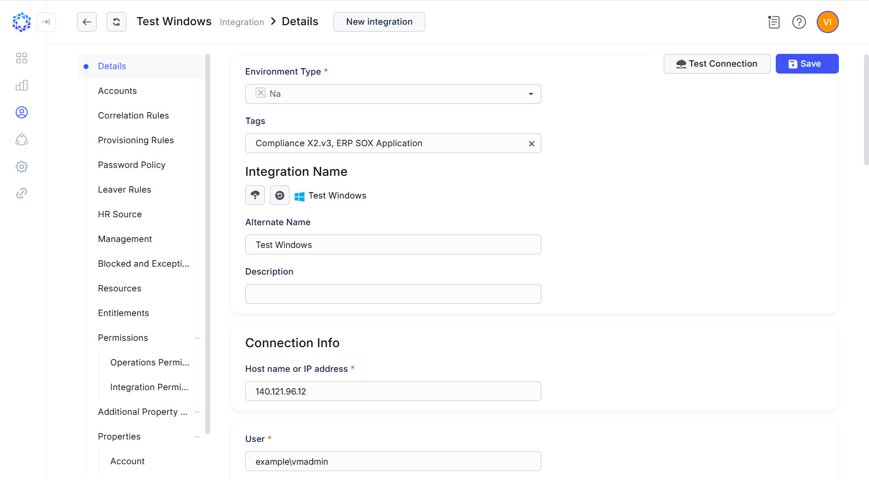 Windows integration config