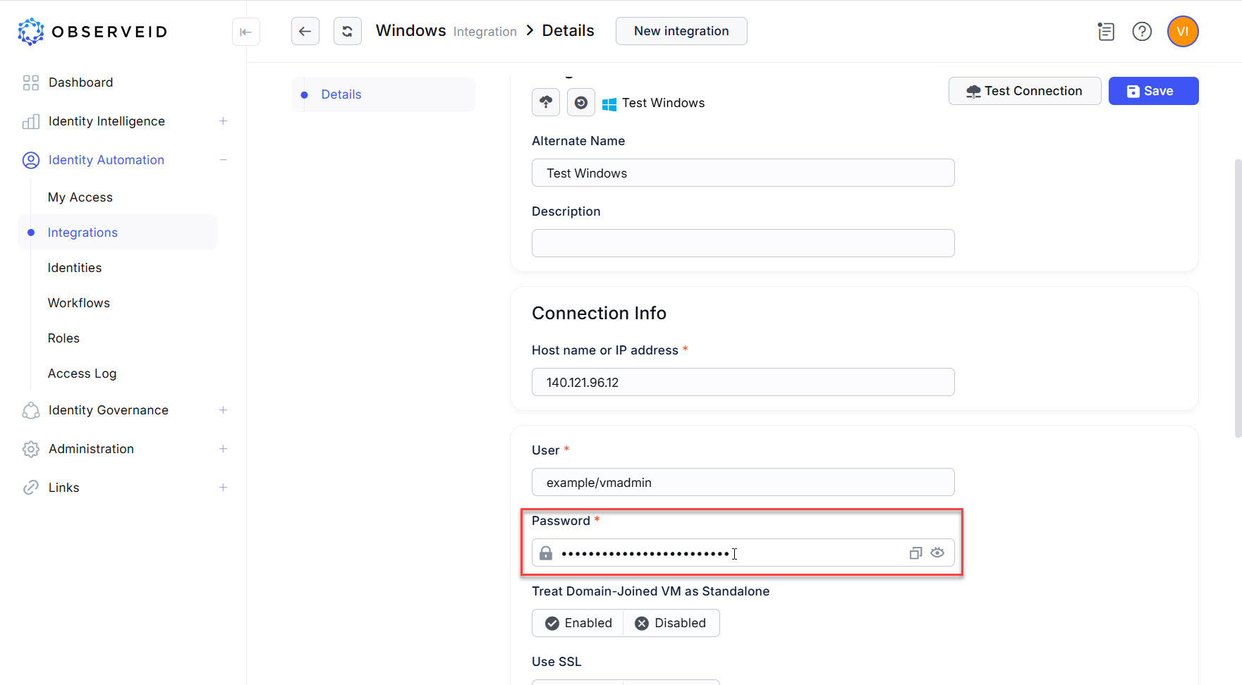 Entering the password