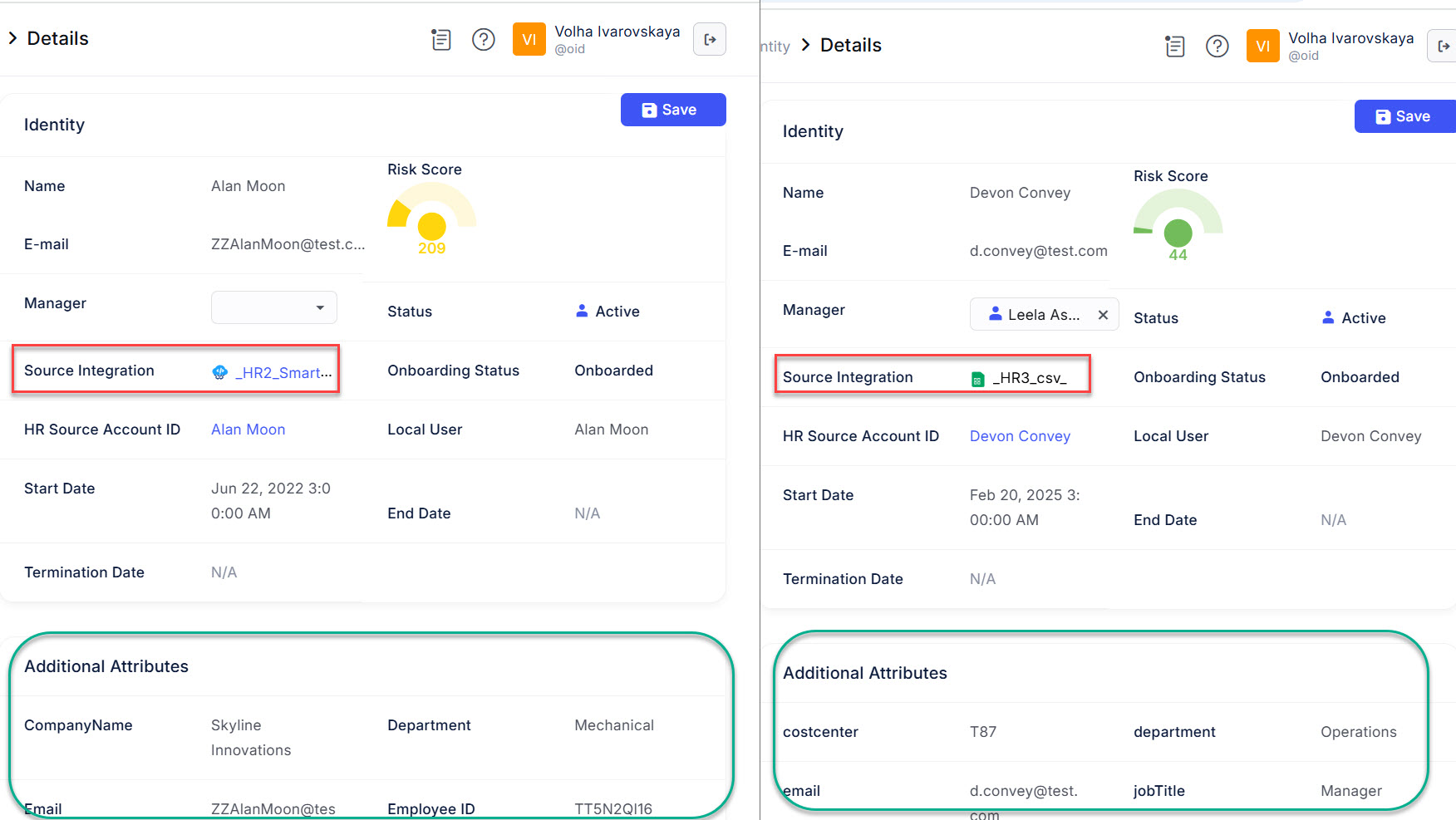 Identities created from different HR Sources