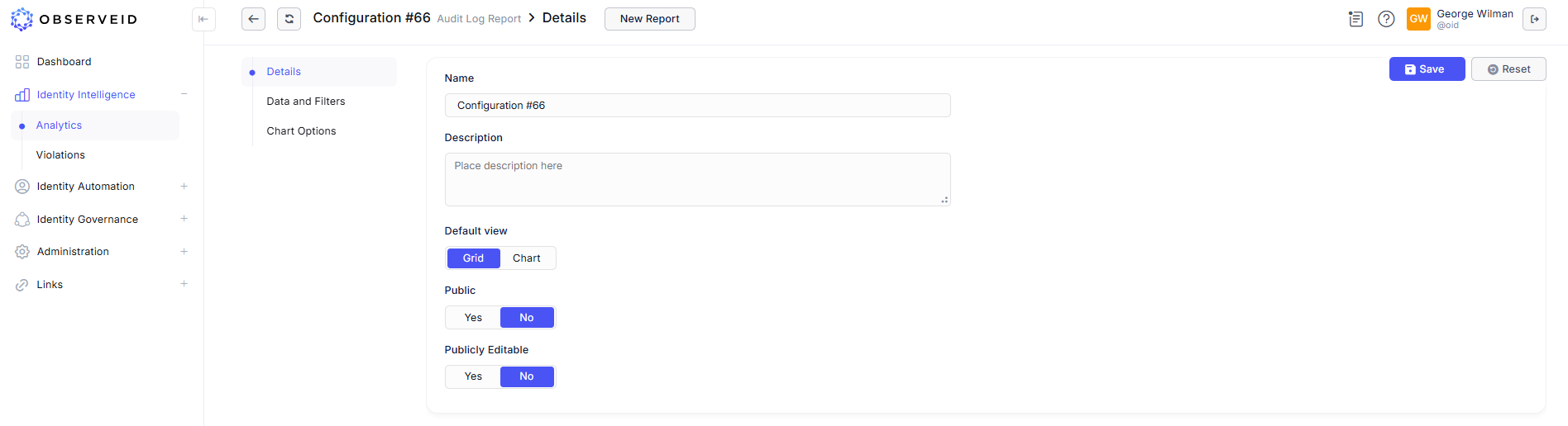 Details of an Analytics report