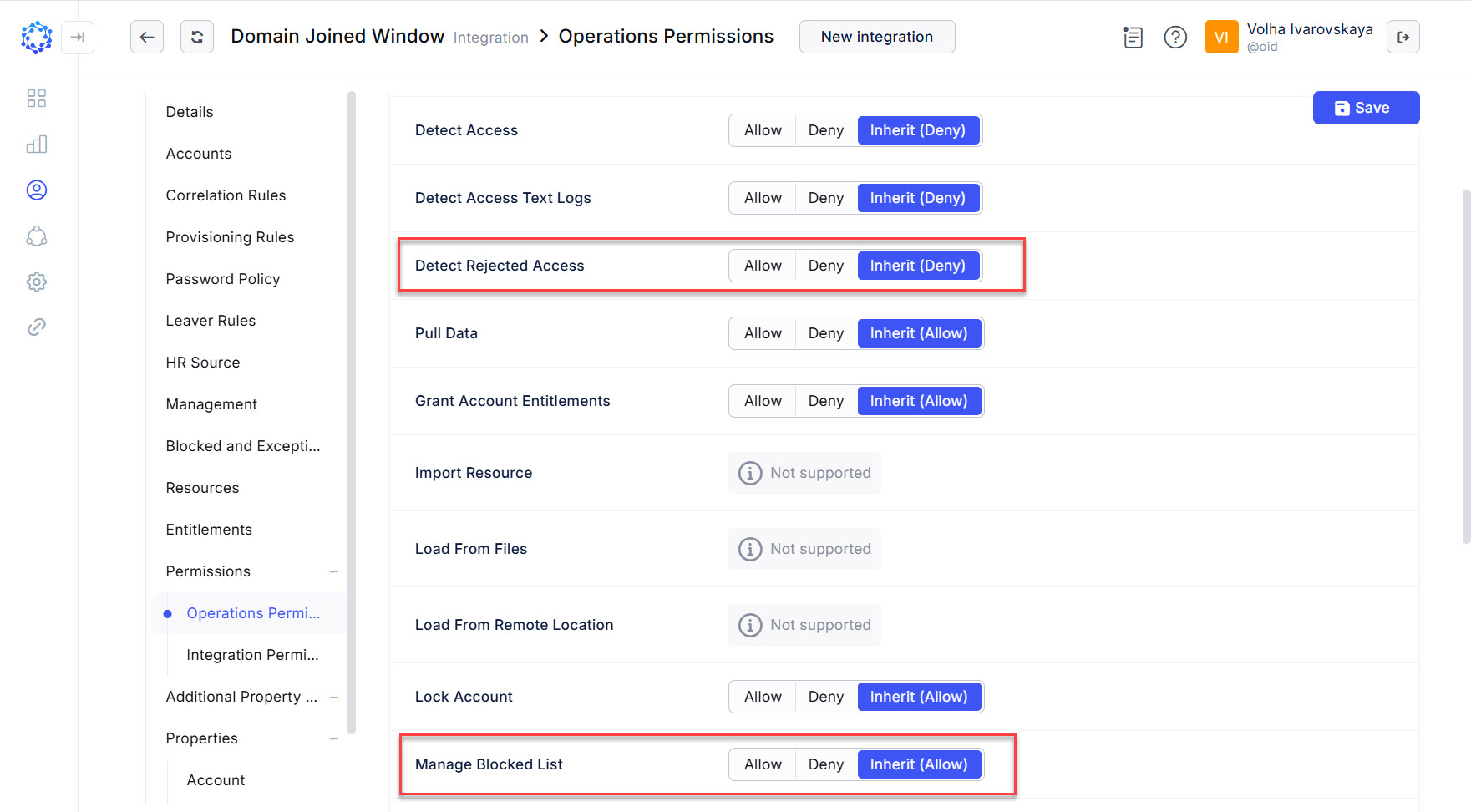 Integration operations required for the Blocked List