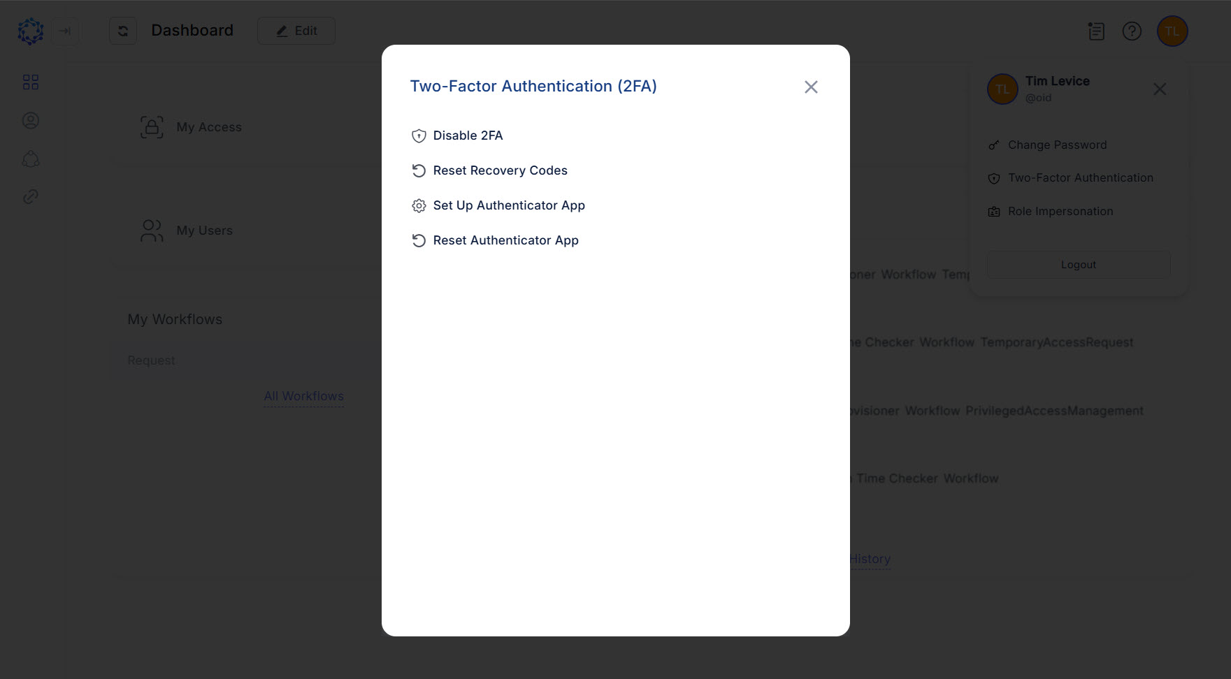Available options for MFA