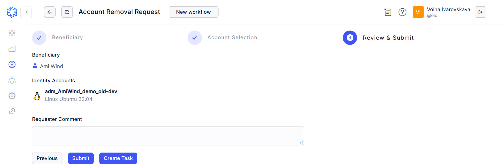 Review step of the access request