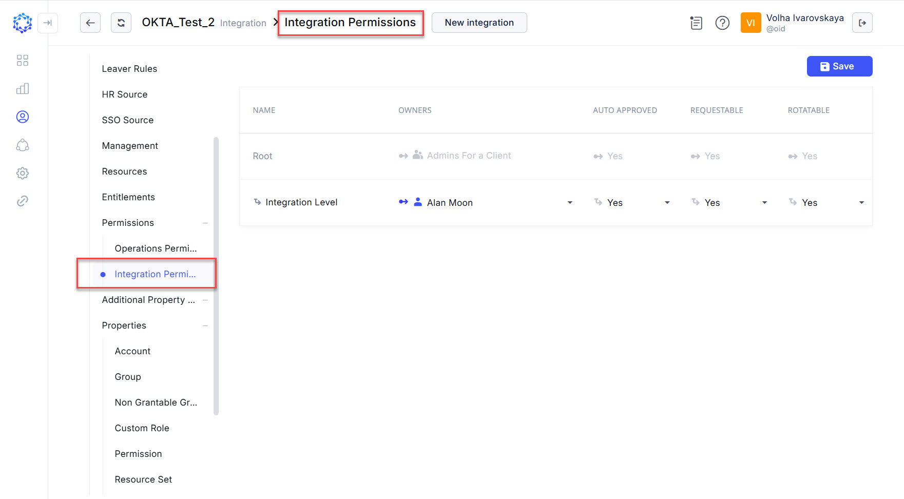 Integration Permissions