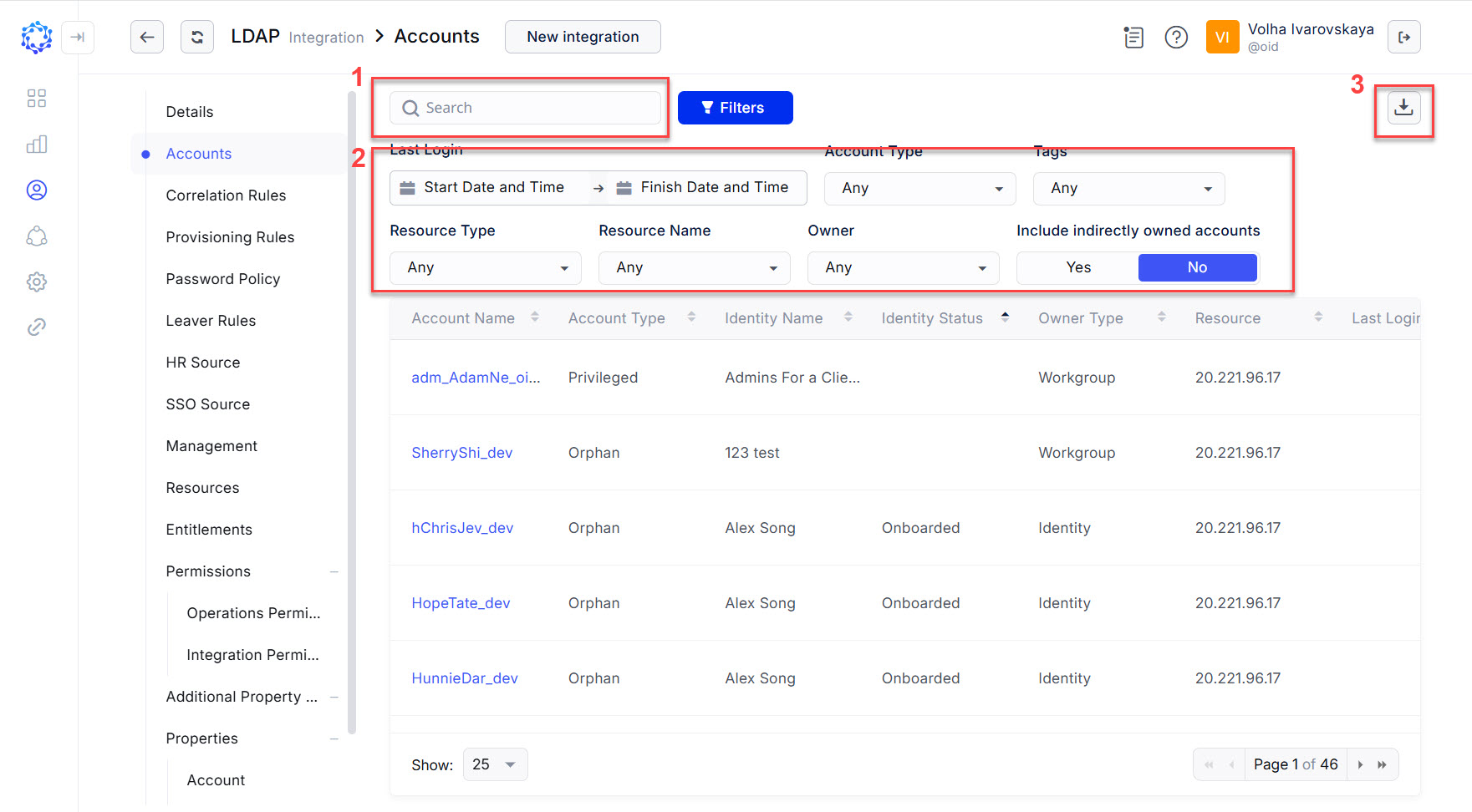 Capabilities to manage accounts