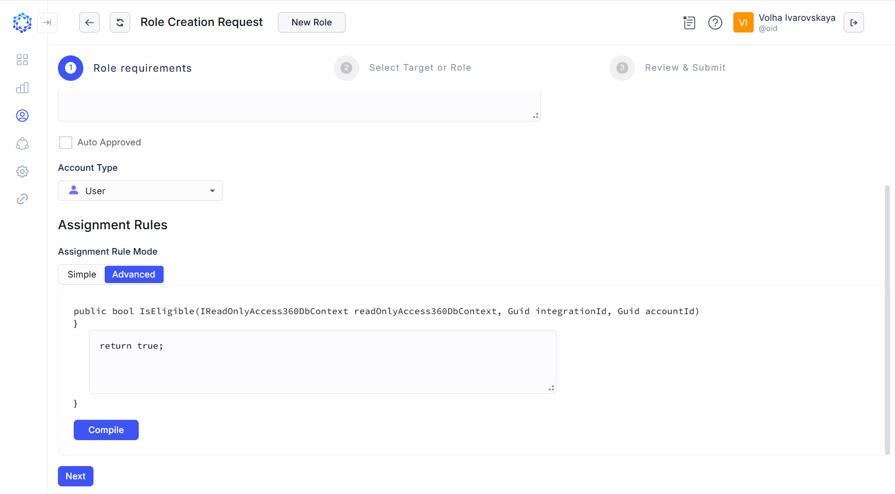 Advanced mode code block