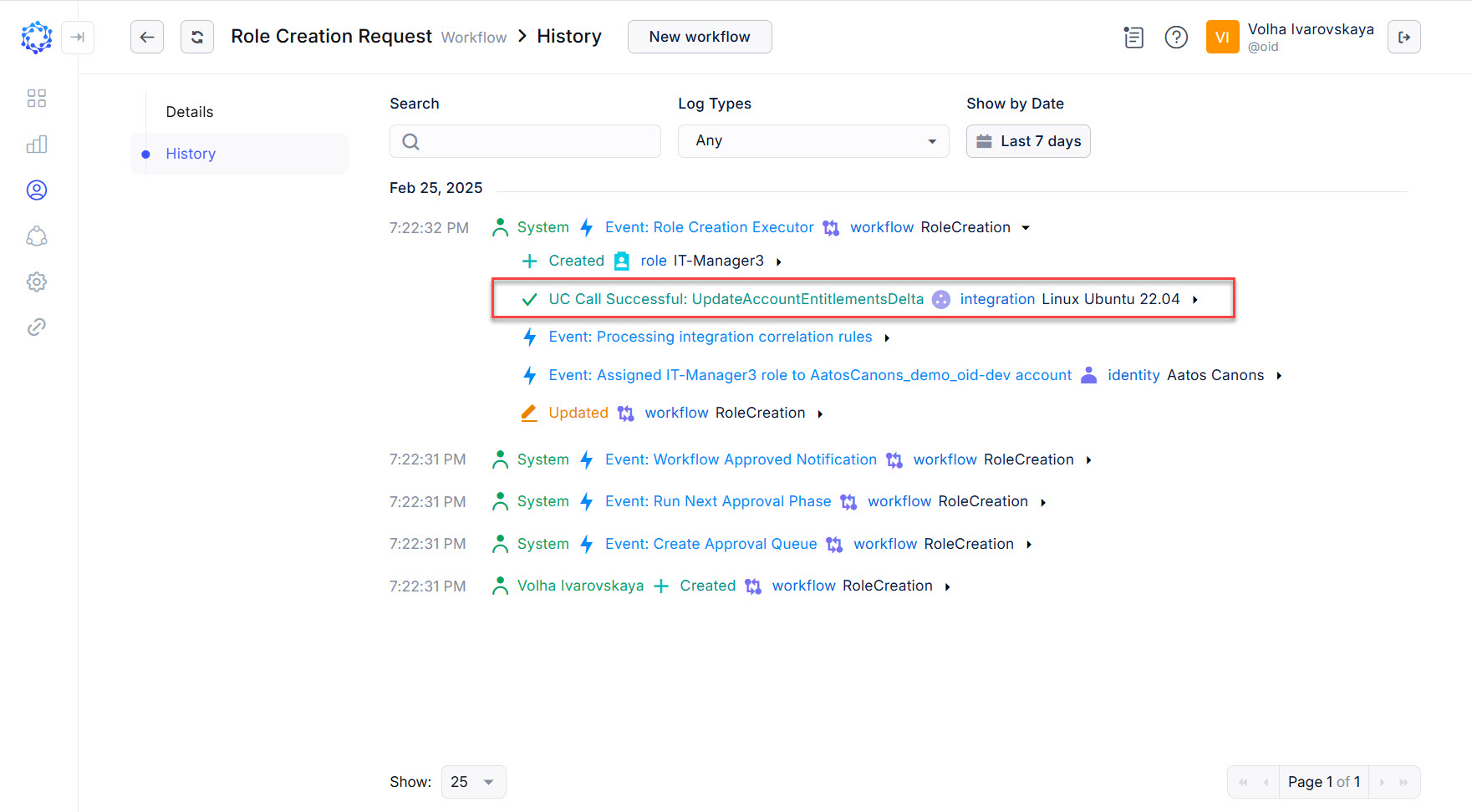Role Creation adds more Entitlements to an existing account
