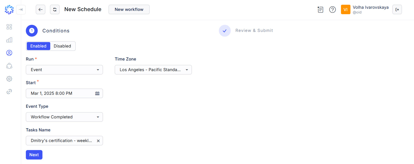 Event-dependent Schedule