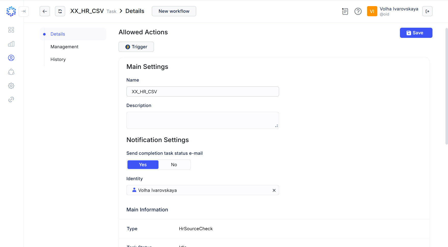 Details of the HR Source Check task